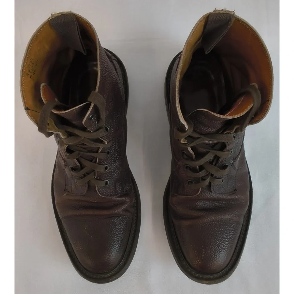 Trickers Buford Boots Men's US 10 Brown Textured Leather Made in England #W5348